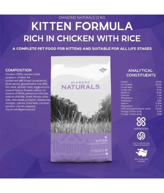 Diamond Naturals - cat Indoor Kitten & Nursing Mother Cat Food with Chicken 3kg