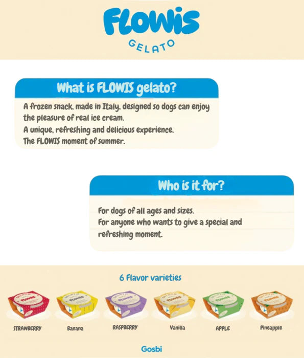 Gosbi - dog Flowis Gelato, Vanilla Flavor, Frozen Treat for All Dogs - 40g