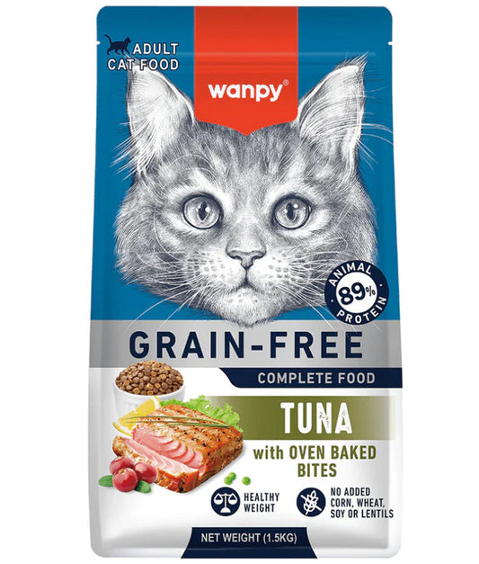 Wanpy - cat Grain-Free Tuna Adult Cat Food, High Animal Protein, Digestive & Immune Support - 1.5 kg