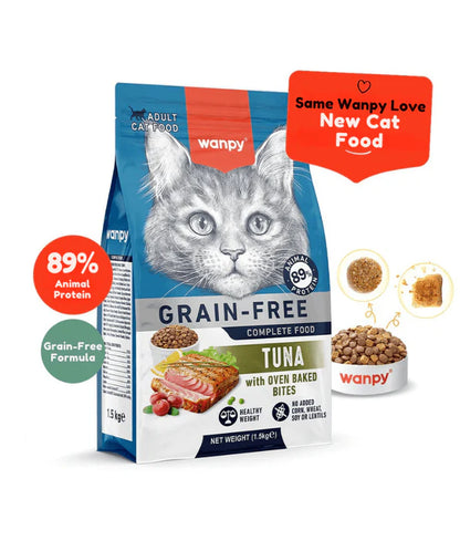 Wanpy - cat Grain-Free Tuna Adult Cat Food, High Animal Protein, Digestive & Immune Support - 1.5 kg
