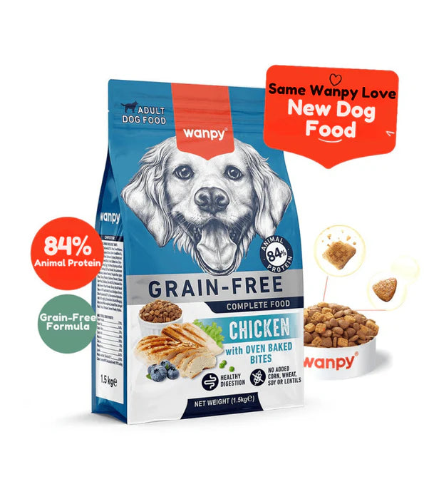 Wanpy - dog Grain-Free Chicken Adult, Small & Medium Breed Sizes Dry Dog Food, High Animal Protein, Joint & Digestive Support