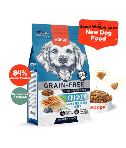 Wanpy - dog Grain-Free Chicken Adult, Small & Medium Breed Sizes Dry Dog Food, High Animal Protein, Joint & Digestive Support