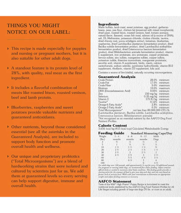 Taste of The Wild - dog High Prairie Puppy- Roasted Bison & Roasted Venison 2kg - 12 kg