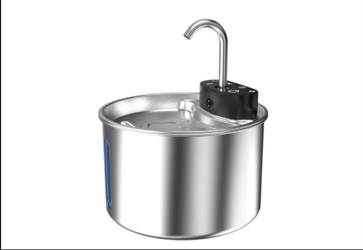 Stainless Steel Pet Water Fountain smart sensor 2.2L Capacity, Ultra-Quiet Pump, Double Filtration, Automatic Pet Water Dispenser