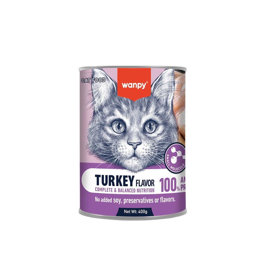 wanpy - can cat food complete paste with turkey 400g