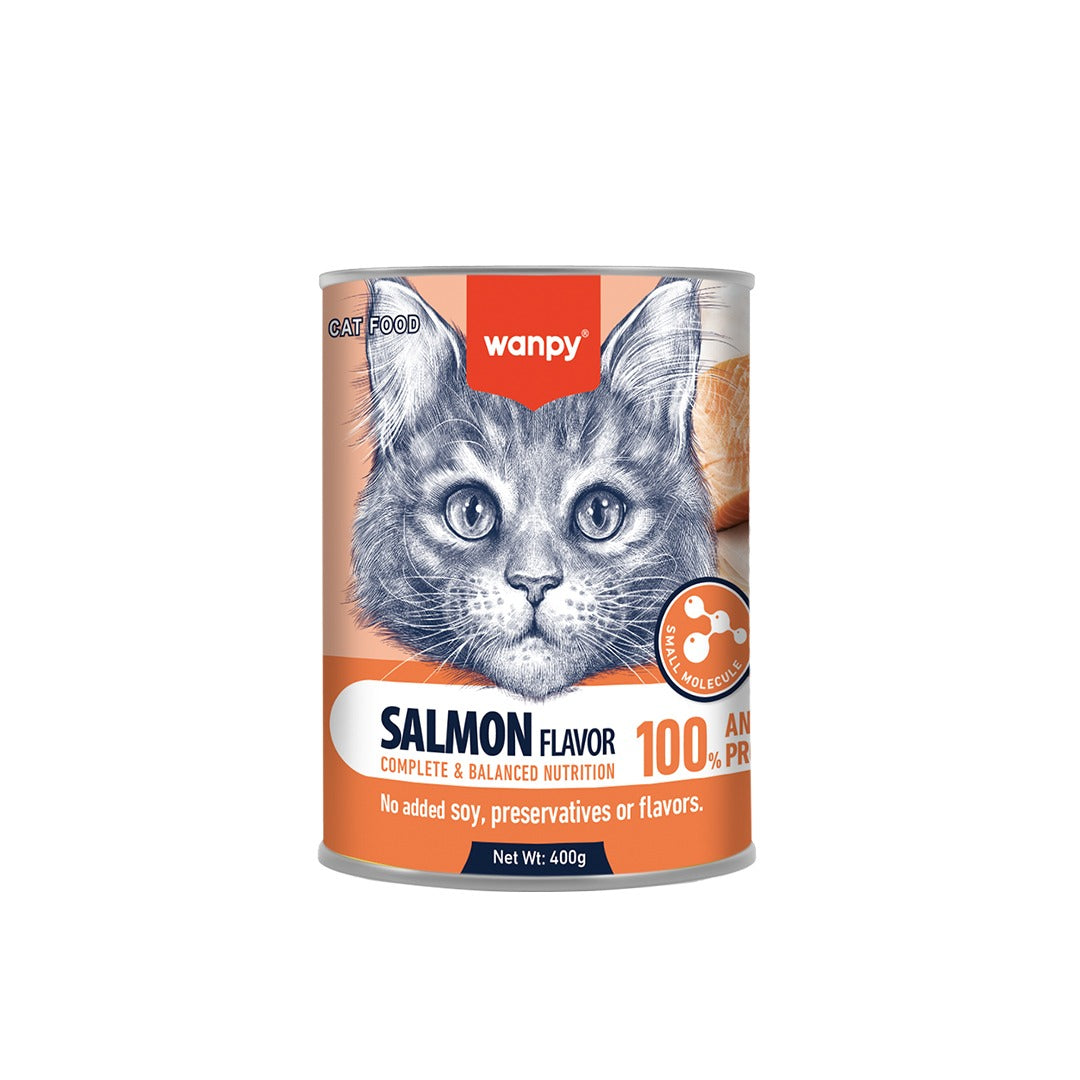 wanpy - can cat food complete paste with salmon 400g