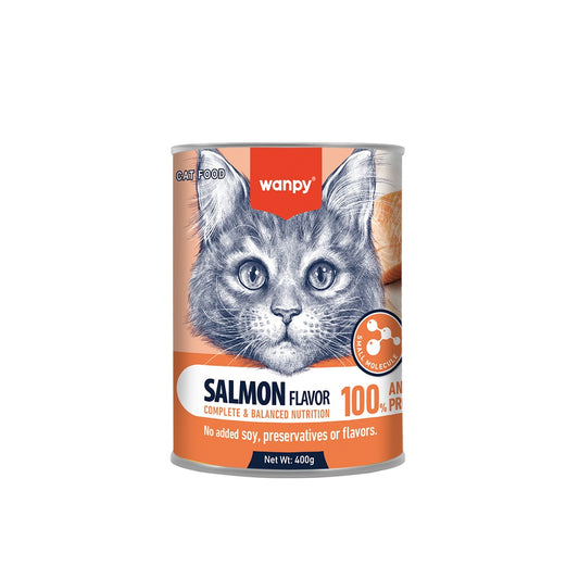 wanpy - can cat food complete paste with salmon 400g