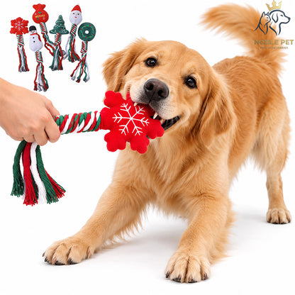 Christmas Noble Pet - Christmas Cotton Rope Dog Chew Toy, Santa Design – 32 cm