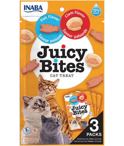 Inaba - cat Juicy Bites Treats Fish & Clam Flavor 34 g (11.3 g × 3)