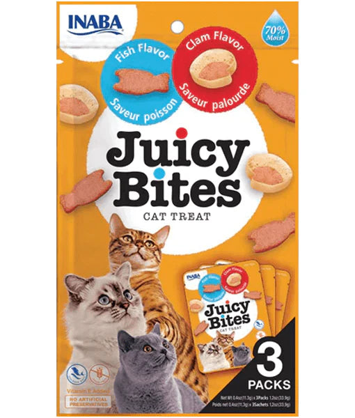 Inaba - cat Juicy Bites Treats Fish & Clam Flavor 34 g (11.3 g × 3)