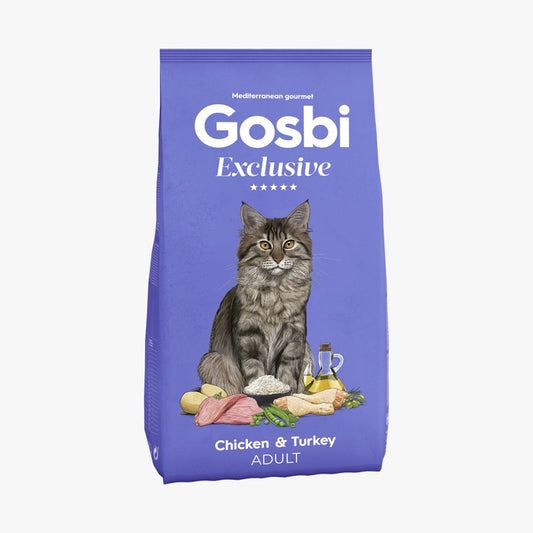 Gosbi - cat Exclusive, Chicken and Turkey Adult Dry Food – Hair and Skin Support 1.5kg-6kg