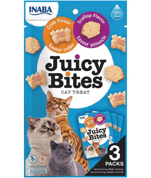 Inaba - cat Juicy Bites Treats Crab & Scallop Flavor 34 g (11.3 g × 3)