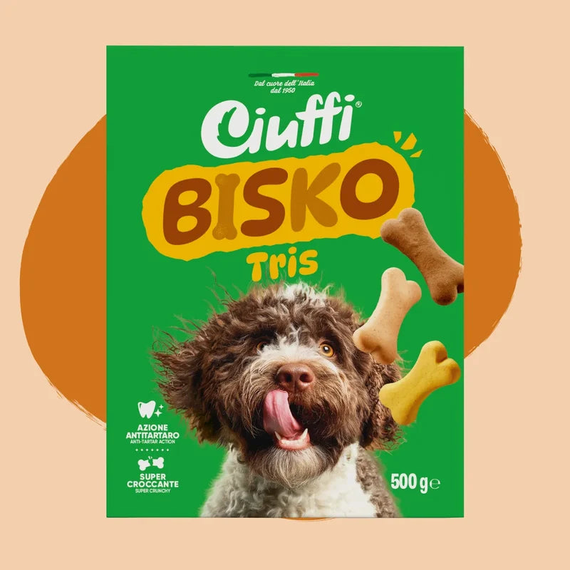 Ciuffi - dog tris Chicken, Lamb, and Natural biscuit 500g