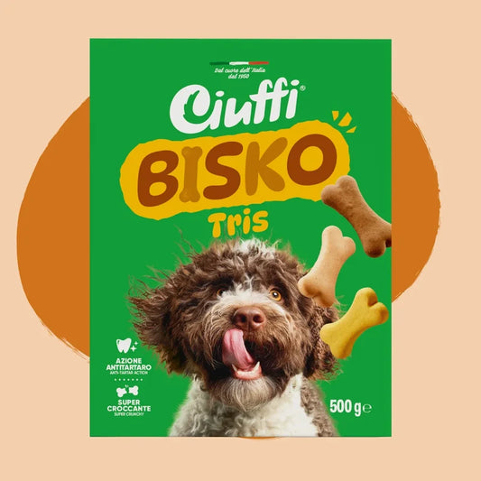 Ciuffi - dog tris Chicken, Lamb, and Natural biscuit 500g