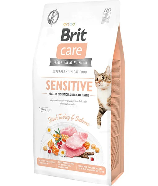 Brit Care - Cat Grain-Free Sensitive Healthy Digestion and Delicate Taste, Adult, Cat Dry Food - 2kg