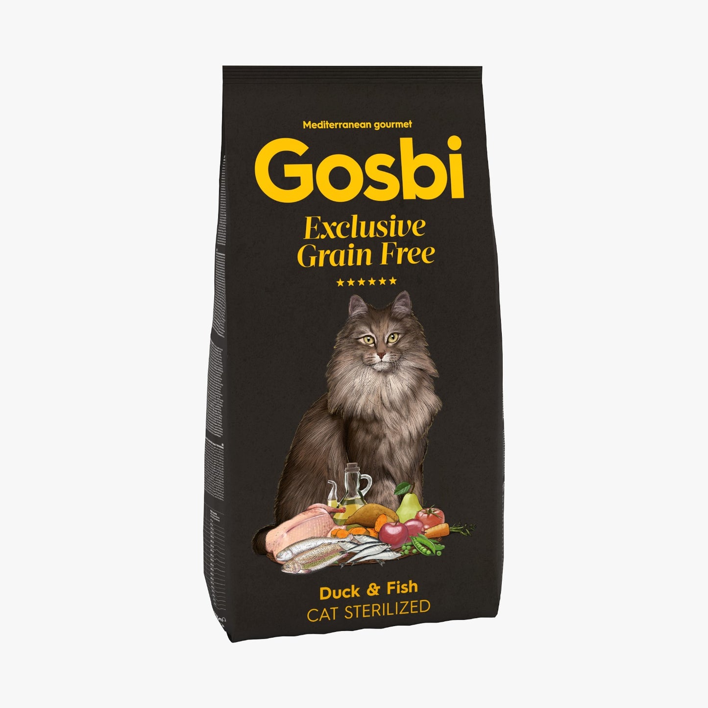 Gosbi - cat Exclusive, Duck and Fish Sterilized Adult Dry Food, Grain-Free Formula - 400g, 2kg