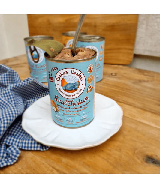 Cooka’s Cookies - dog Real Turkey, Sweet Potato & Coconut, Wet Dog Food, Grain-Free, Sensitive Digestion Support, All Life Stages, All Breed Sizes - 400 g