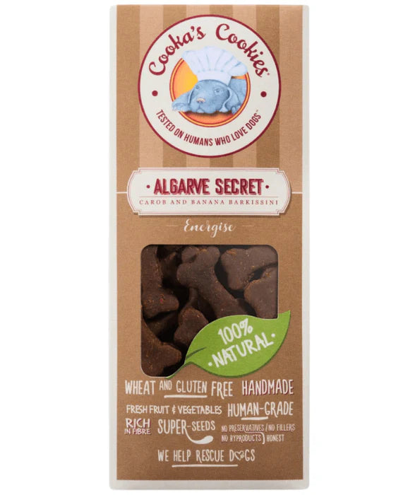 Cooka’s Cookies - dog Algarve Secret, Carob & Banana Barkissini, Human-Grade Natural Dog Treat - All Life Stages, All Breed Sizes - 100 g