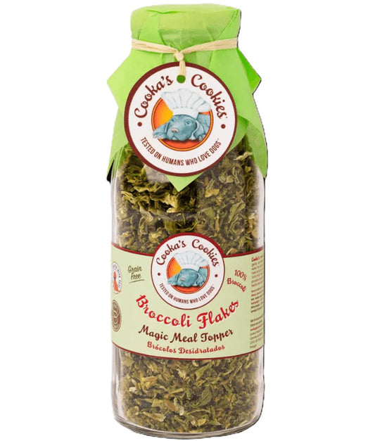 Cooka’s Cookies - dog Broccoli Flakes, Air-Dried Broccoli Meal Topper, Digestive Support, All Life Stages, All Breed Sizes - 180 g
