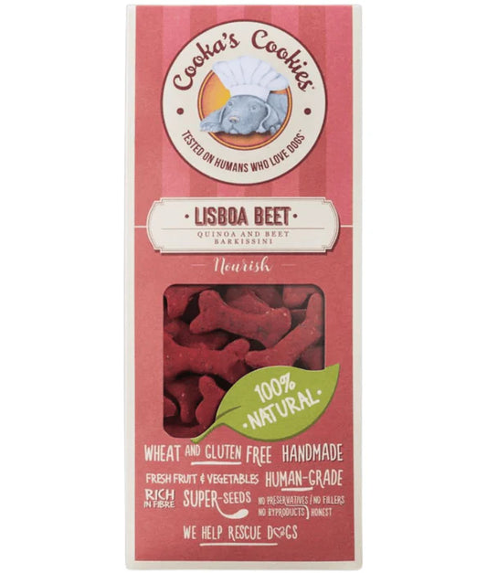 Cooka’s Cookies - dog Lisboa Beet, Beetroot, Quinoa, Superfood Barkissinis, Dog Treat for Vitality & Skin Support, All Life Stages, All Breed Sizes - 100 g