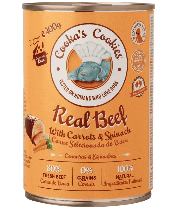Cooka’s Cookies - dog Real Beef With Potatoes And Spinach, High Meat Wet Dog Food Recipe, Complete & Natural Nutrition, All Life Stages, All Breed Sizes - 400 g