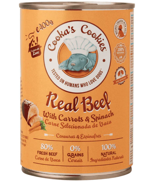 Cooka’s Cookies - dog Real Beef With Potatoes And Spinach, High Meat Wet Dog Food Recipe, Complete & Natural Nutrition, All Life Stages, All Breed Sizes - 400 g
