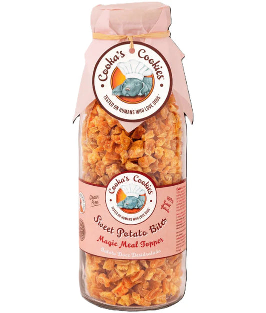 Cooka’s Cookies - dog Sweet Potato Bites, Air-Dried Sweet Potato Meal Topper, Digestive Support, All Life Stages, All Breed Sizes - 250 g