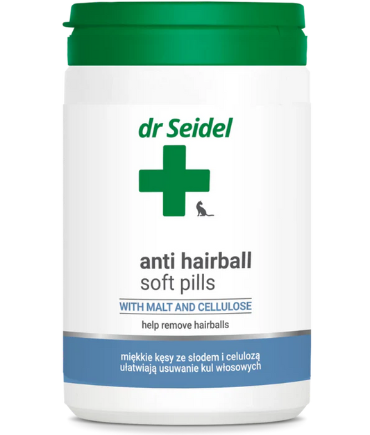 Dr Seidel - Anti Hairball Soft Pills, Malt & Cellulose, Hairball Control, Digestive Support for Cats - 225 g