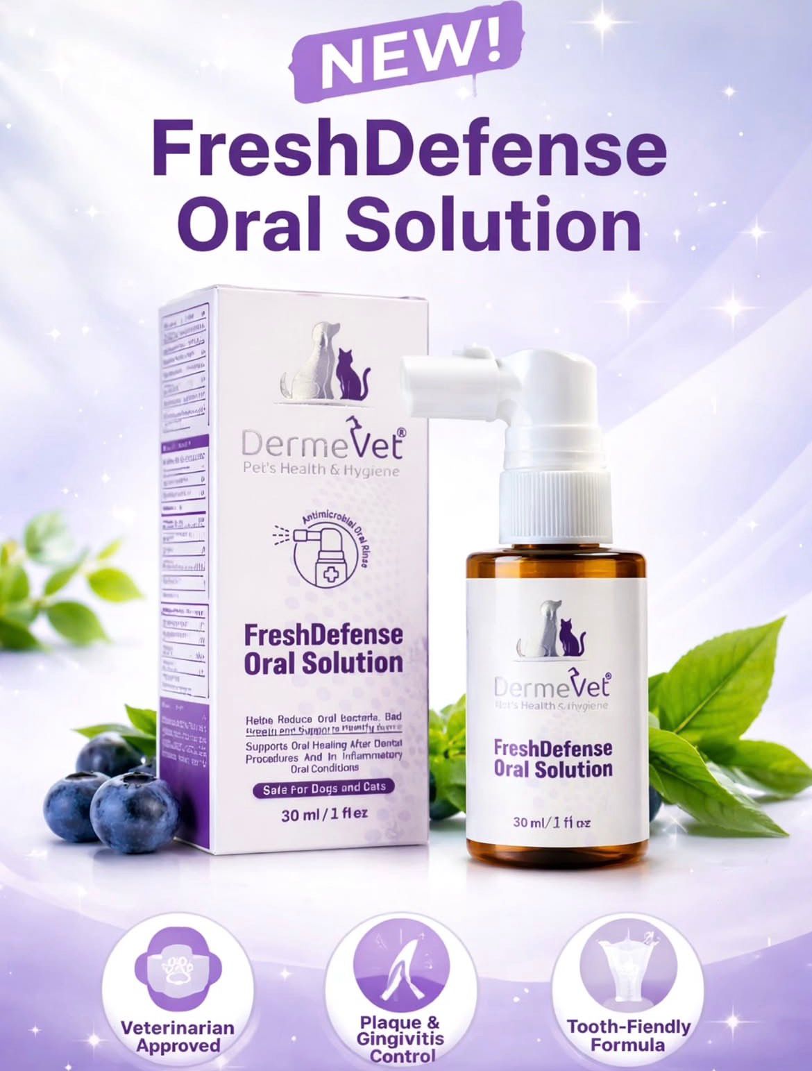 dermevet - fresh defense oral solution health & higiene 30ml