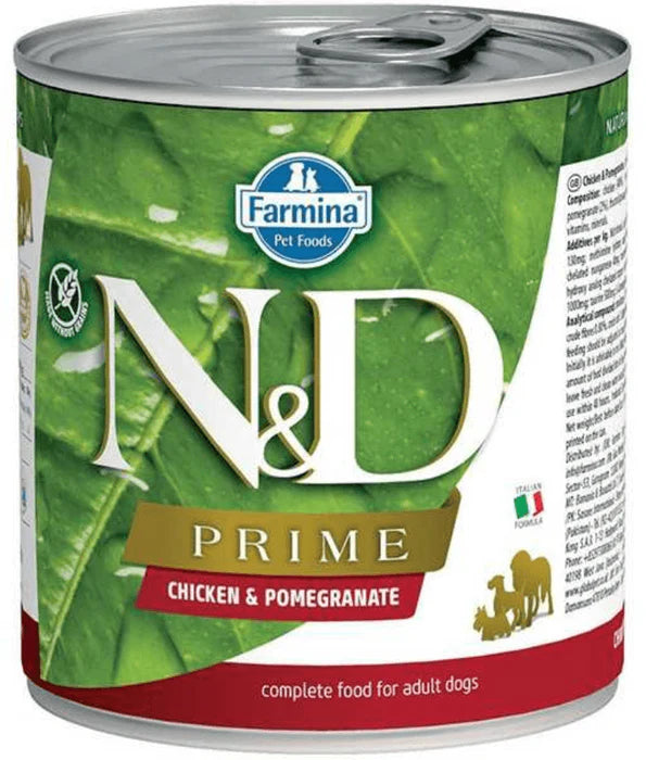 Farmina - dog N&D Chicken & Pomegranate, Grain-Free, High Animal Protein, Low Glycemic, Adult All Breed Sizes Wet Dog Food - 285 g