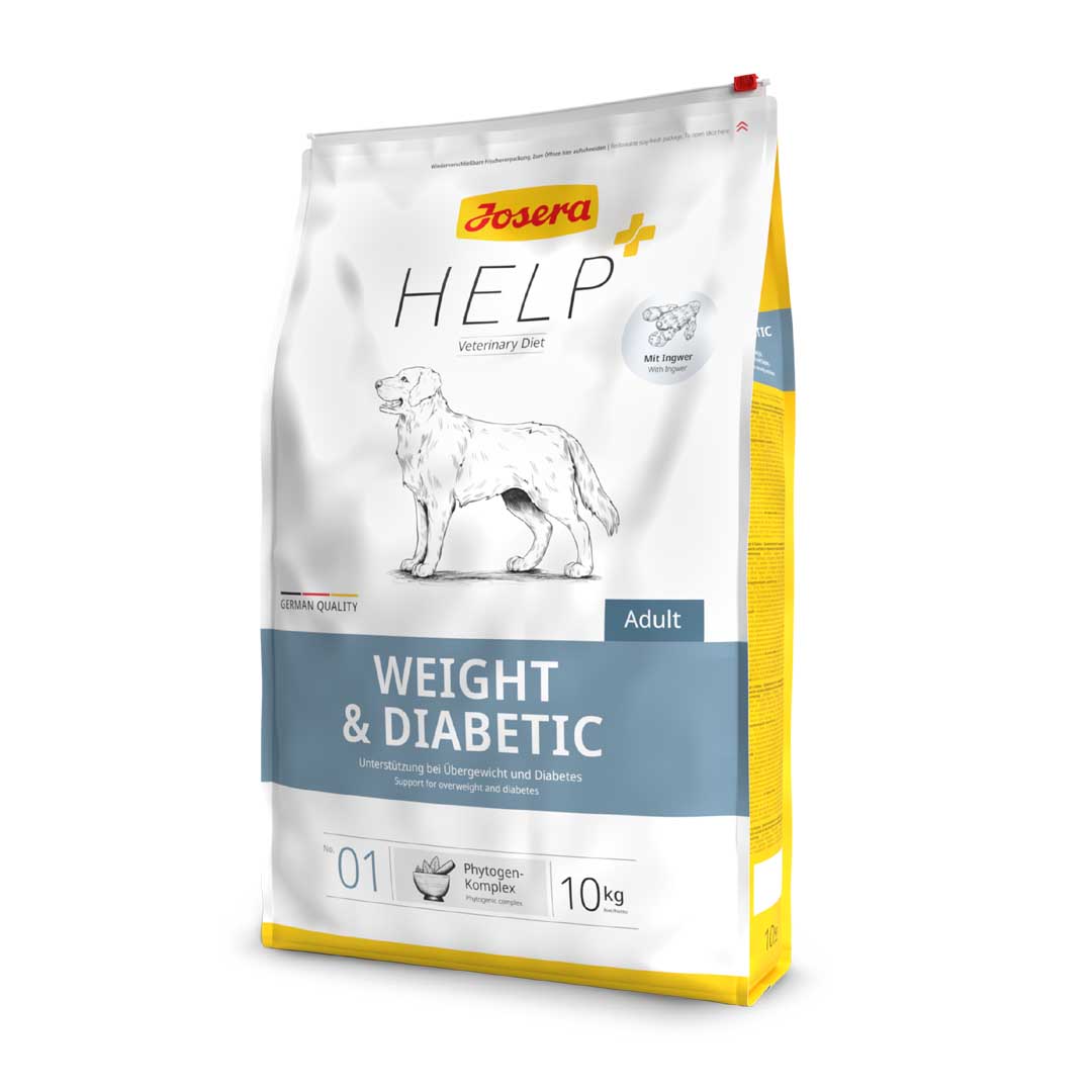 Josera - dog Help Weight & Diabetic Dry Food – Low Sugar, High Fibre Vet Diet for Overweight & Diabetic Adult Dog – 10kg