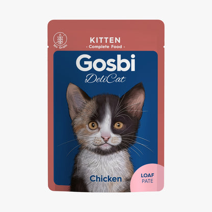 Gosbi - DeliCat, Chicken Kitten Complete Wet Cat Food – Loaf Pâté, Grain-Free, Energy-Rich – 70g