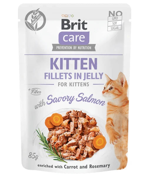 Brit Care - Savory Salmon Fillets in Jelly, Grain-Free, Kitten Wet Cat Food - 85g