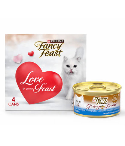 Purina Fancy Feast - cat Love in every Feast - Gravy Lovers Gourmet Cat Food – Ocean Whitefish & Tuna 4x85g