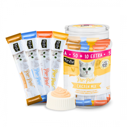 Kit Cat - Purr Puree Chicken Mix Liquid Treats 50+10 extra (60x15g)