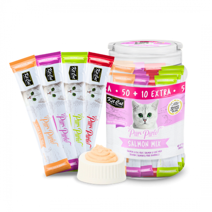 Kit Cat - Purr Puree Salmon Mix Liquid Treats 50+10 extra (60x15g)