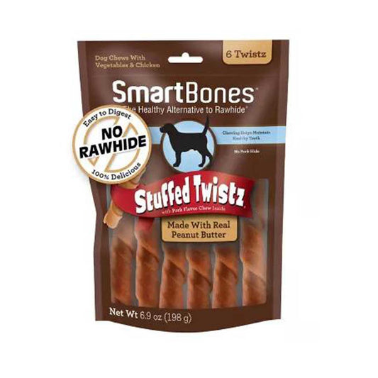 Smart Bones - dog stuffed twists peanut butter 6 twist