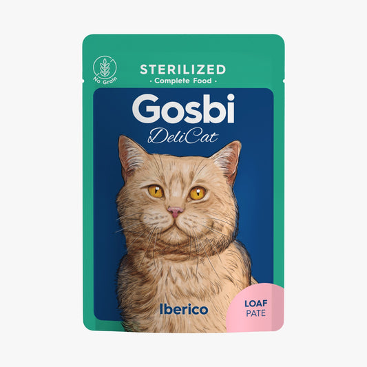 Gosbi - DeliCat, Iberico Pork Sterilized Complete Adult Wet Cat Food – Loaf Pâté, Grain-Free, Low-Calorie – 70g