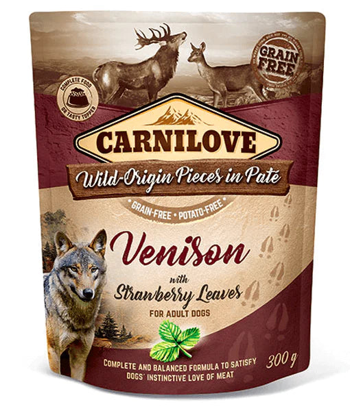 Carnilove - dog Venison with Strawberry Leaves Pate, Adult Wet Food - 300g