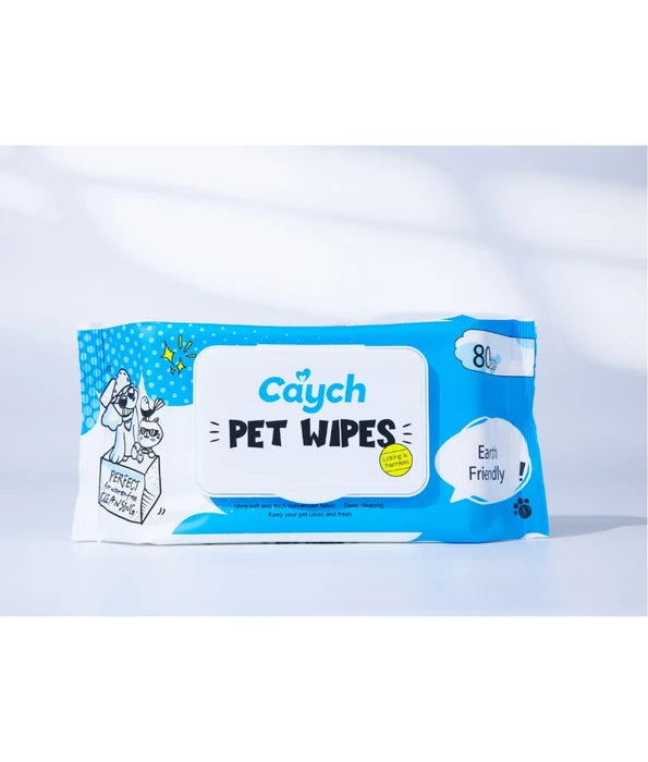 Caych - Pet Wipes, Plant-Based Aloe Vera Hypoallergenic & Alcohol-Free Cleansing Wipes, For Dogs & Cats - 80 Sheets
