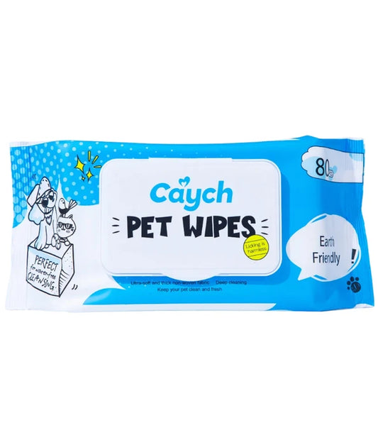 Caych - Pet Wipes, Plant-Based Aloe Vera Hypoallergenic & Alcohol-Free Cleansing Wipes, For Dogs & Cats - 80 Sheets