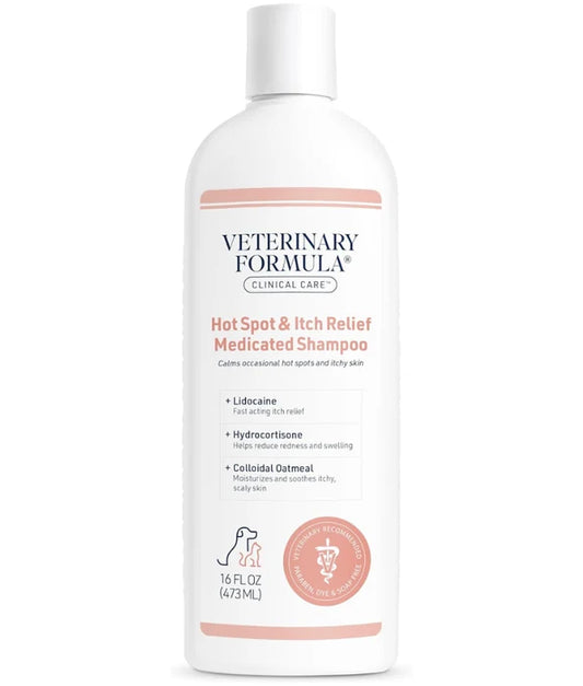 Synergy Labs - Veterinary Formula Clinical Care - Hot Spot & Itch Relief Medicated Shampoo, Lidocaine, Hydrocortisone & Colloidal Oatmeal, For Dogs & Cats - 473 mL