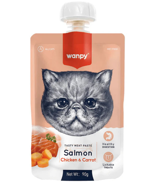 Wanpy - cat Fresh Salmon & Chicken Cat Meat Paste, Salmon, Chicken, Carrot, All Life Stages - 90g