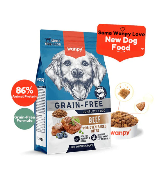 Wanpy – dog Grain-Free Beef Adult Dry Dog Food, High Animal Protein, Hypoallergenic, Small & Medium Breed Sizes Adult Dog Food