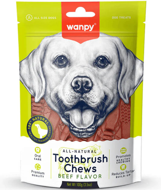 Wanpy - dog Toothbrush Chews Beef Flavor, Dental Care, Tartar Control, All Life Stages, All Breed Sizes Dry Dog Food - 100g