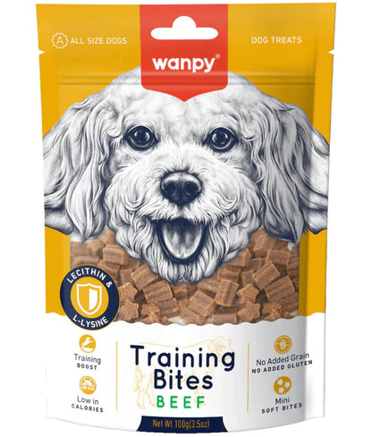 Wanpy - dog Training Bites Beef, High Protein, Low Fat, Soft Chewy, All Life Stages, All Breed Sizes - 100 g