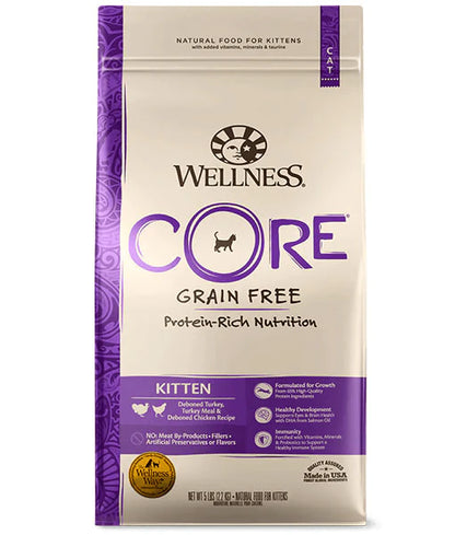 Wellness CORE Dry Cat Food – Grain-Free Kitten Original with Chicken & Turkey, Hairball Control, for Brain & Eye Development 1.75kg