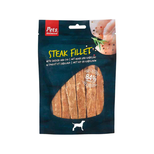 Pets Unlimited - Steak Fillet with Chicken and Cod Dog Treats - 100g